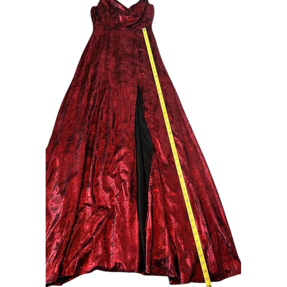 Lulus Shining Just For You Red Metallic Cowl Neck Maxi Dress Size Small - Picture 9 of 11